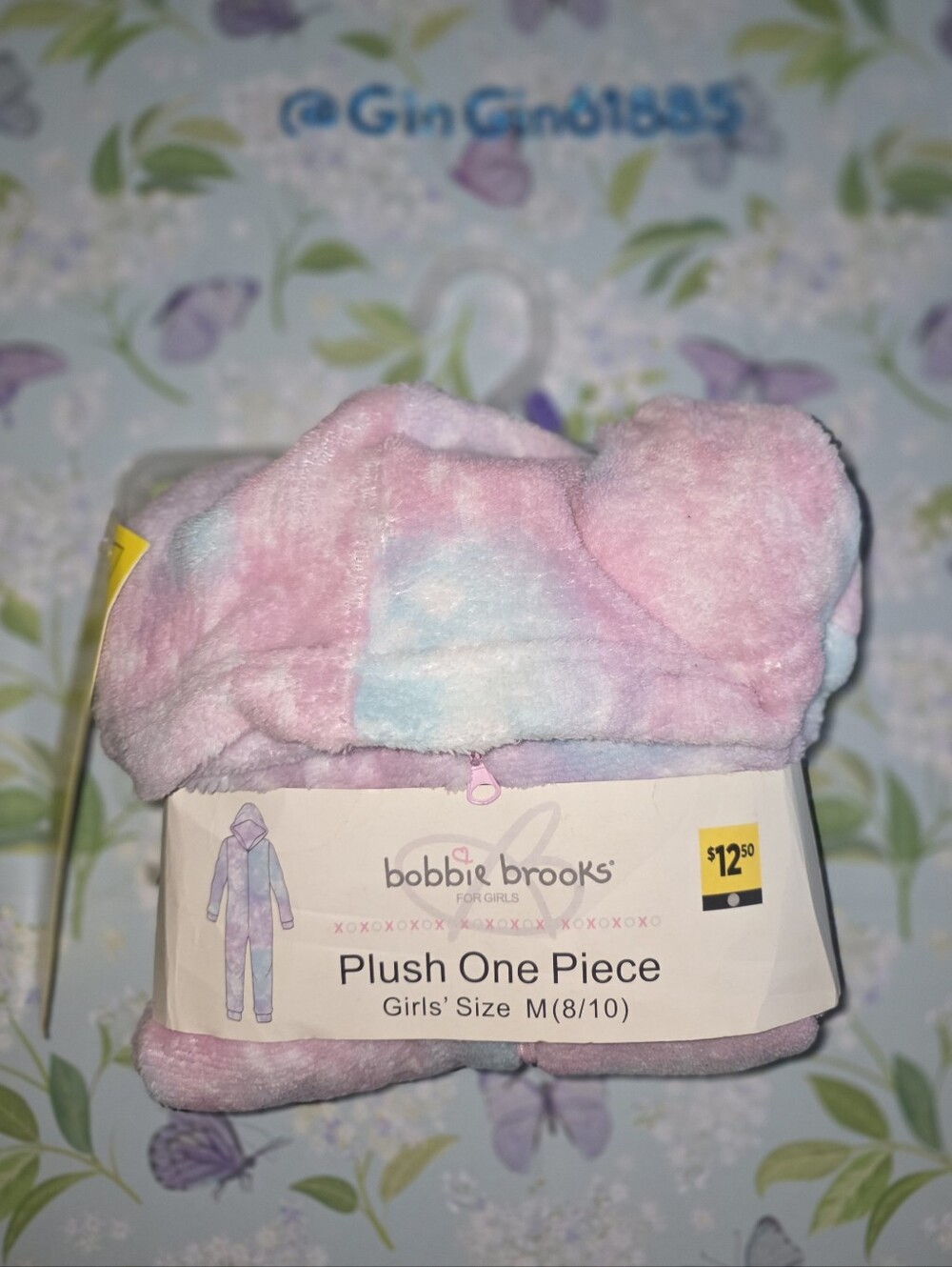 NWT bobbie brooks Plush One Piece Girls' Size M (8/10) - Pastel Pink & Blue